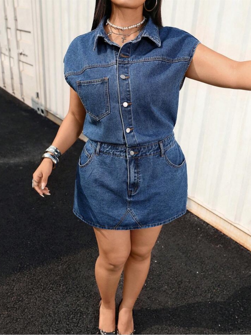 Blue Denim Jean Skirt Dress - Picture 3 of 3